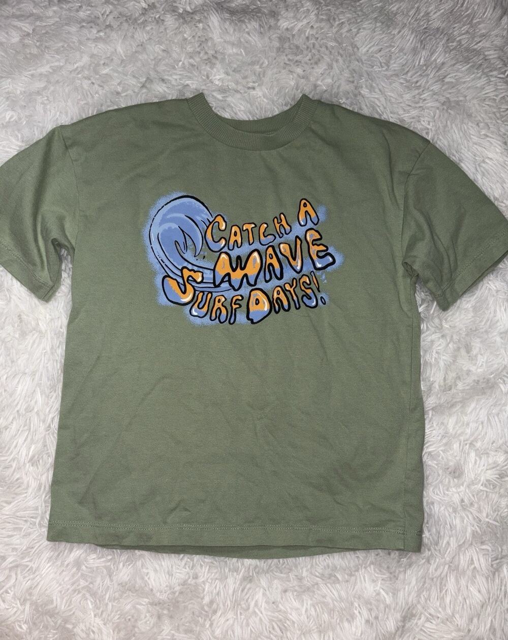 Next Sz 6 Olive Green Beach “ Catch a Wave” Surf Tee. Cute, Grt. Qual
